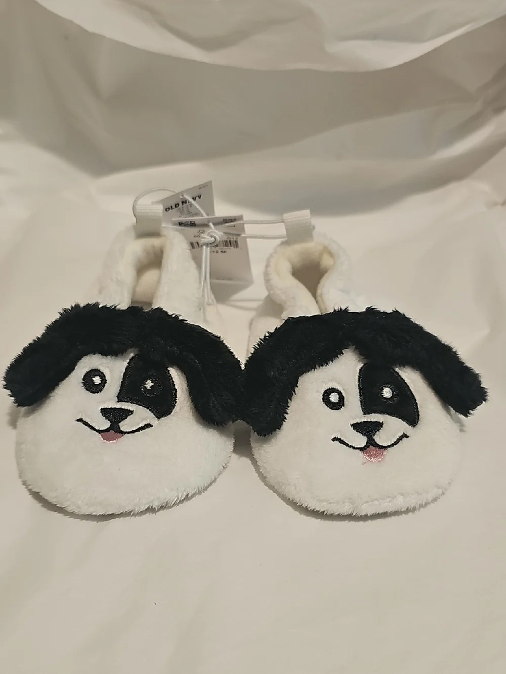 Old Navy Dog Slippers for Baby 6-12 Months White, Black New
